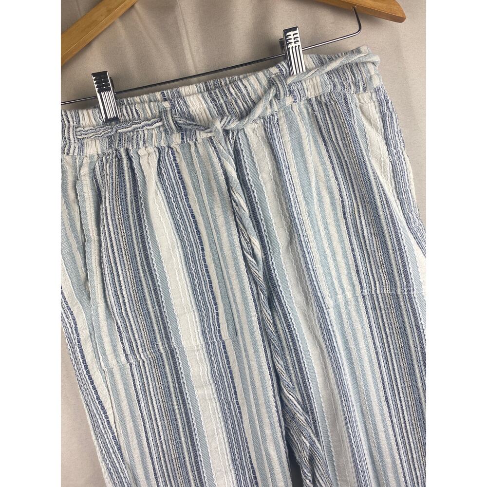 Carbon 2 Cobalt Reposado Stripe Pants Womens sz Small Ikat Stripes Cotton Blue
